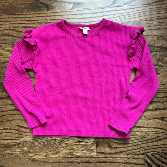 Crewcuts Long Sleeve Pink Ruffle Sleeve Top - size small - Picture 1 of 5